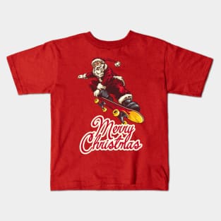 Merry Christmas Santa Claus skate skateboards Kids T-Shirt